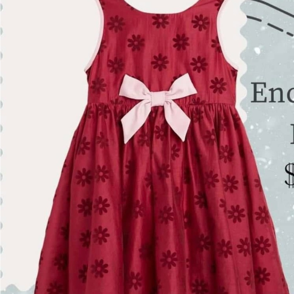 Floral Red Kids Dress with Bow Enchanting dress